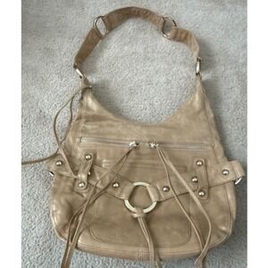 Junior Drake Brown Leather Hobo Shoulder Bag Studded Boho Western READ